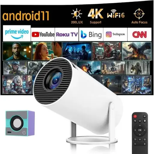 YUUIKLLE Projector Portable 4K HD Home Cinema - WiFi 6 5G, Bluetooth 5.0, Android 1 